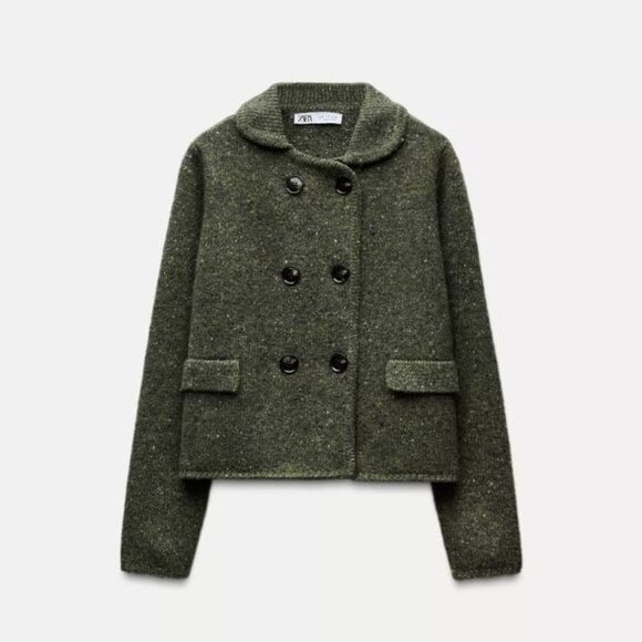 NWT Zara double breast wool blend jacket Size L - Picture 1 of 7